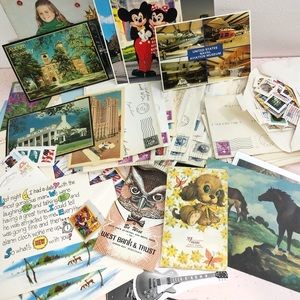 Ephemera Junk scrapbook journaling kit 1950’s 1960’s coin holders postcards etc